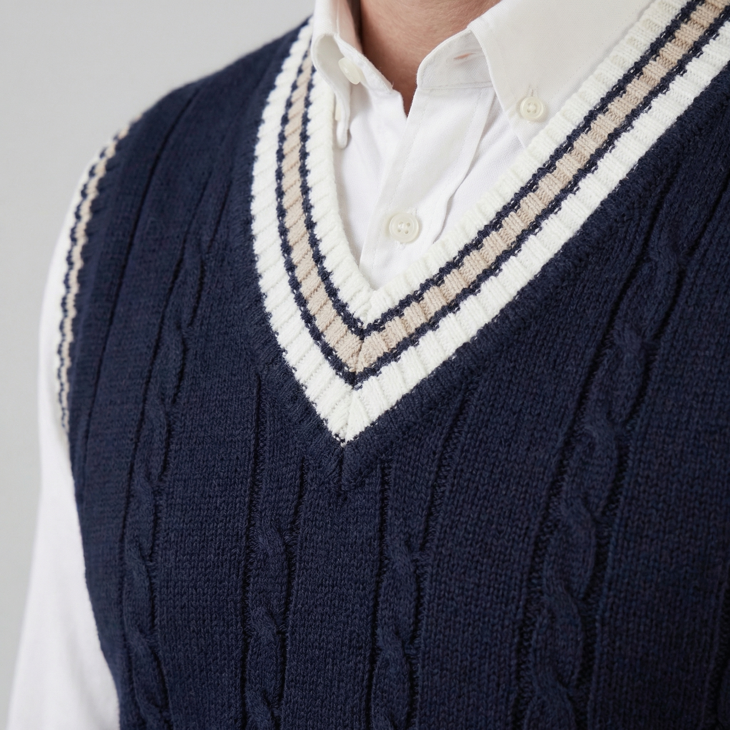 Men’s Cable Knit V-Neck Sweater Vest