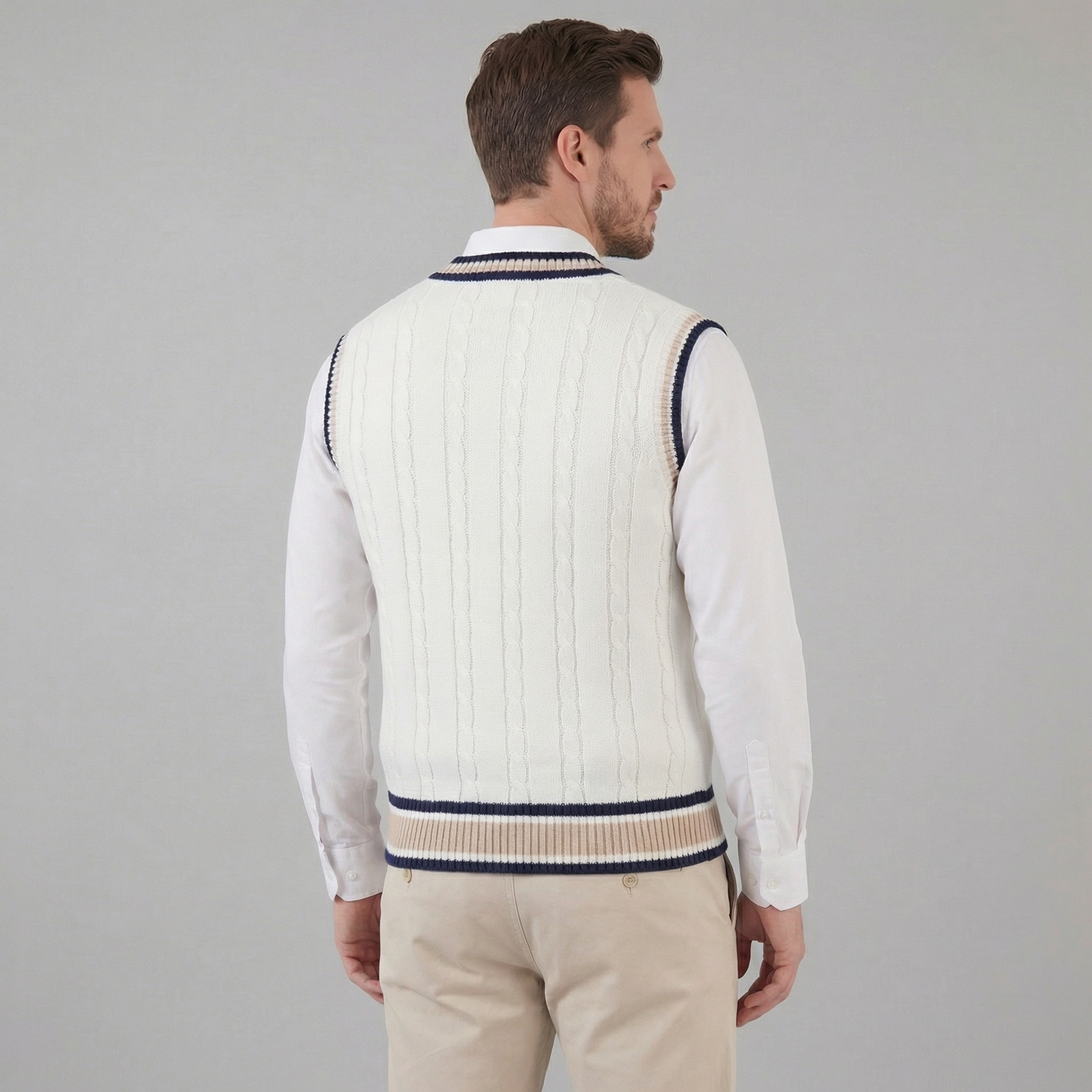 Men’s Cable Knit V-Neck Sweater Vest