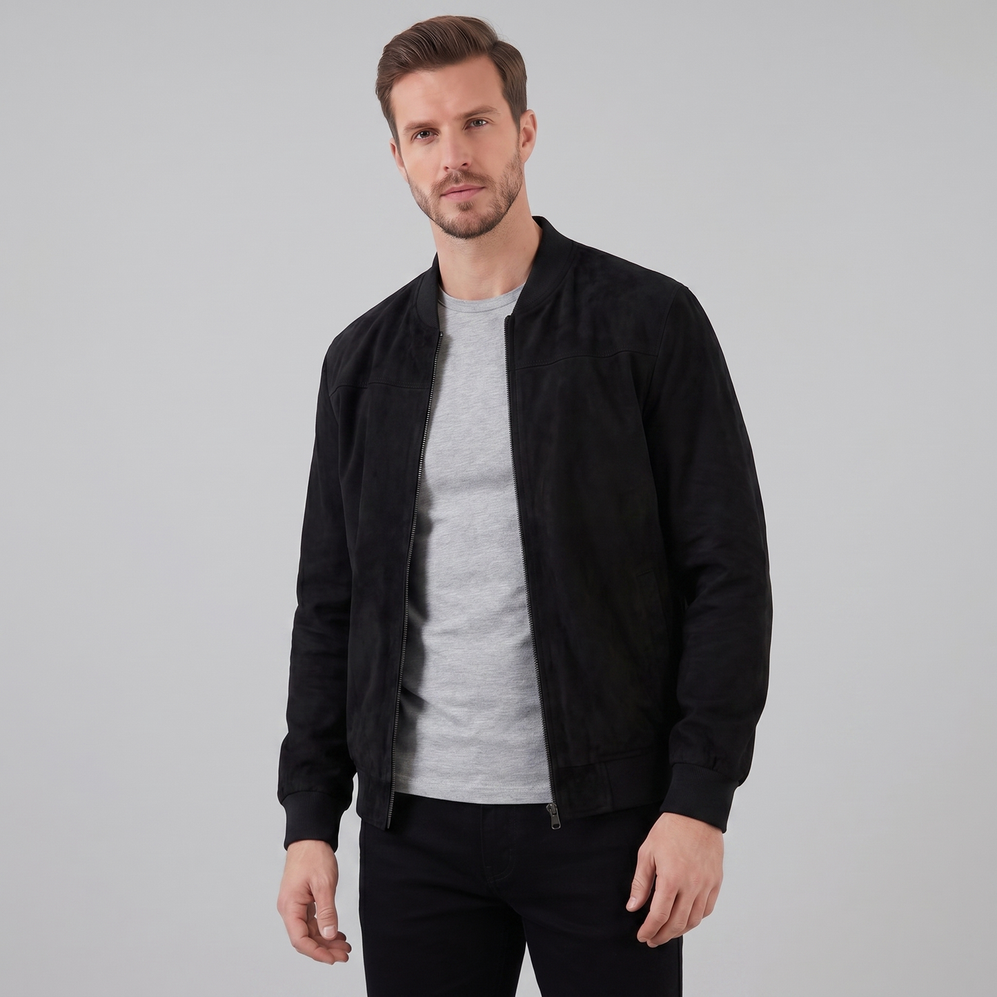 Men's Casual Velvet Bomber Jacket