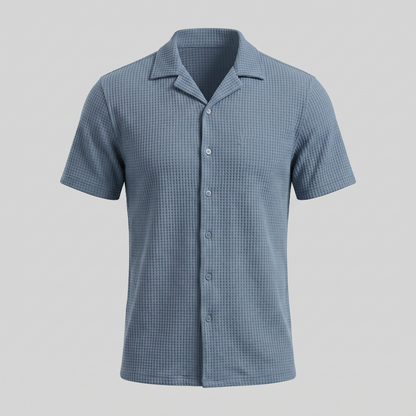 Men's Casual Waffle Textured Button-Up Shirt