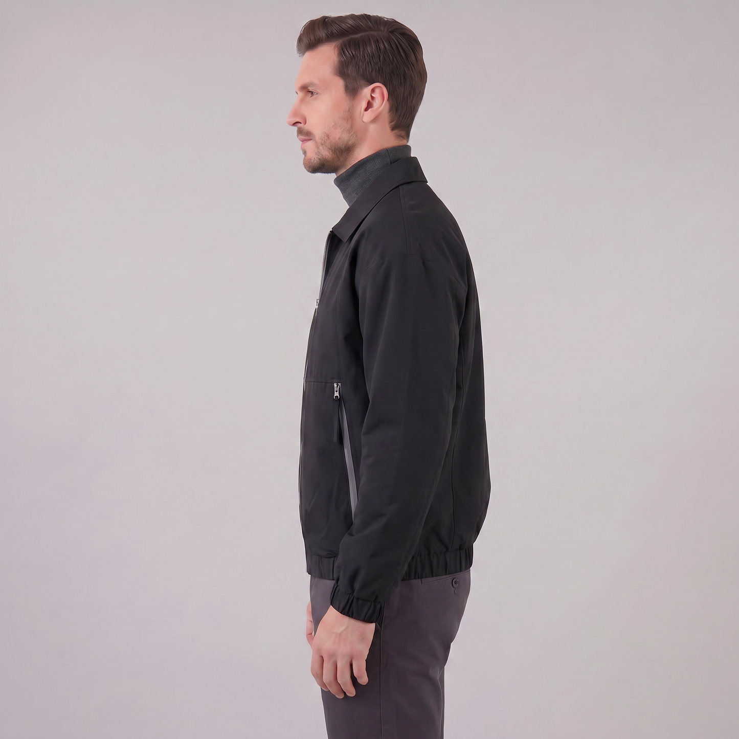 Men's Collared Zip-Through Casual Jacket