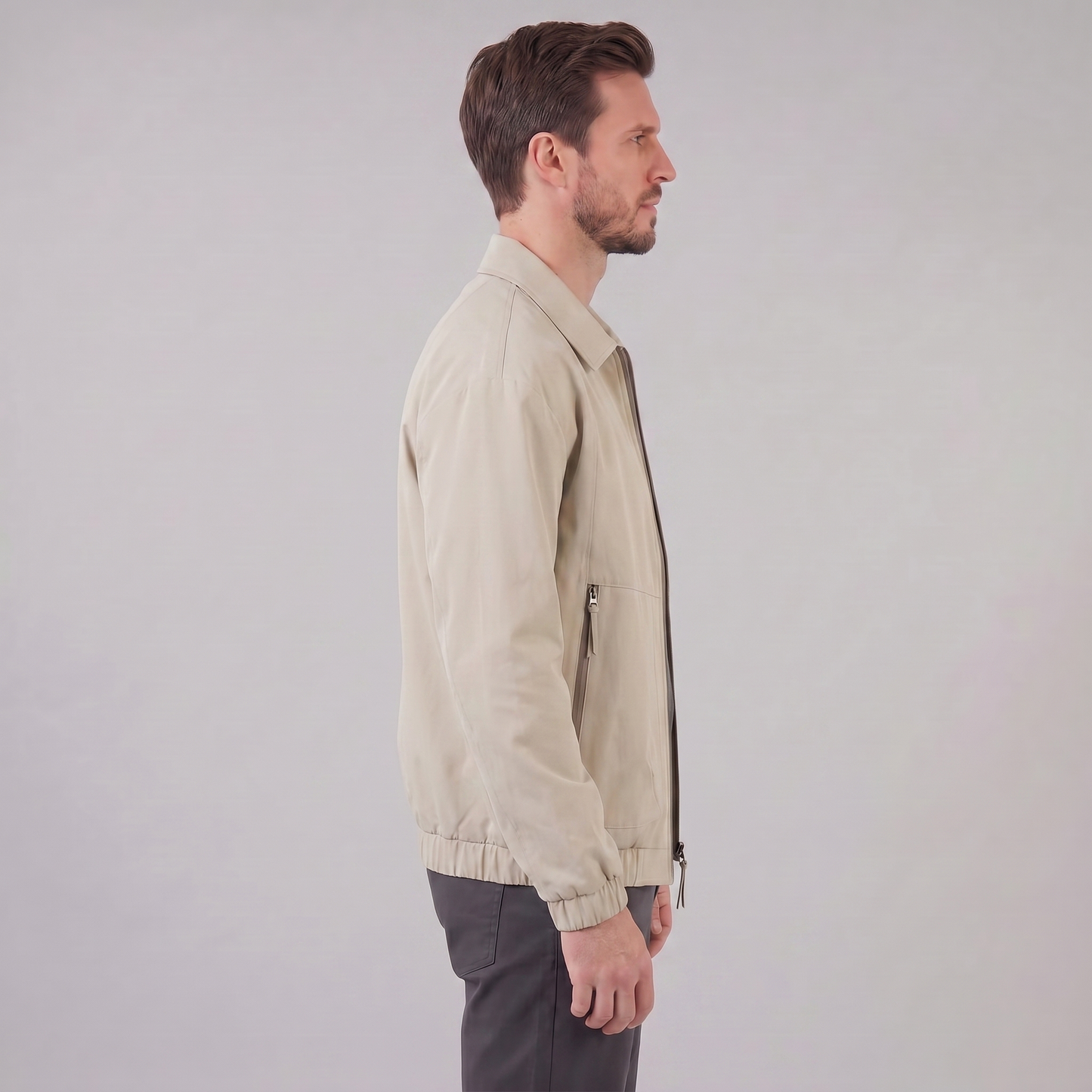 Men's Collared Zip-Through Casual Jacket