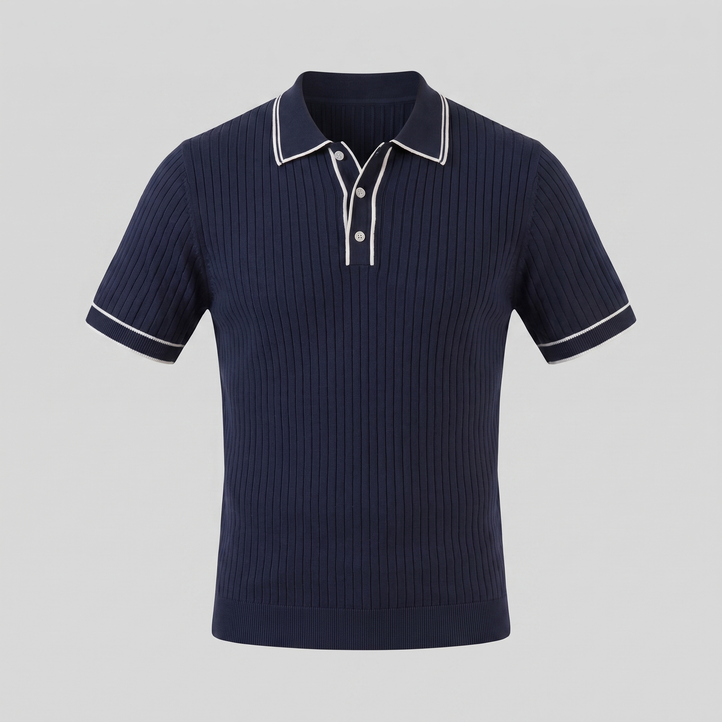 Men's Contrast Trim Ribbed Knit Polo