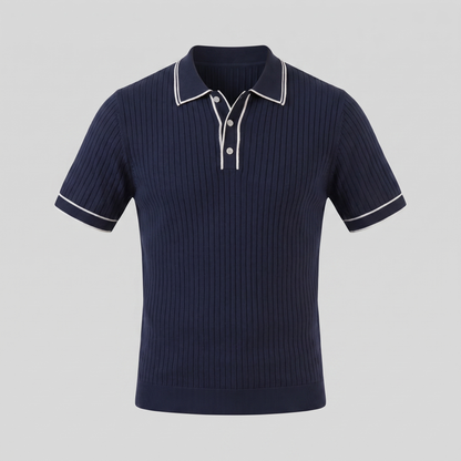 Men's Contrast Trim Ribbed Knit Polo