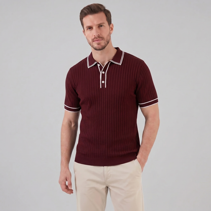 Men's Contrast Trim Ribbed Knit Polo