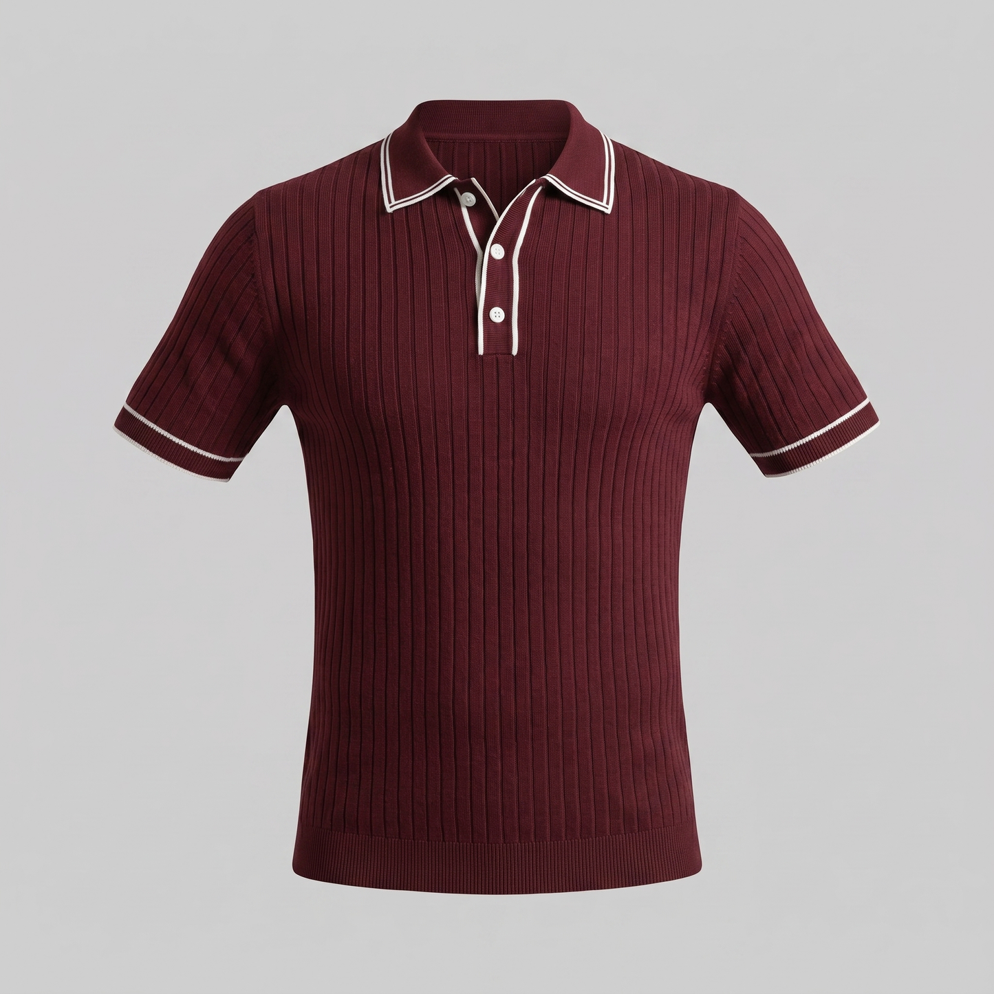 Men's Contrast Trim Ribbed Knit Polo