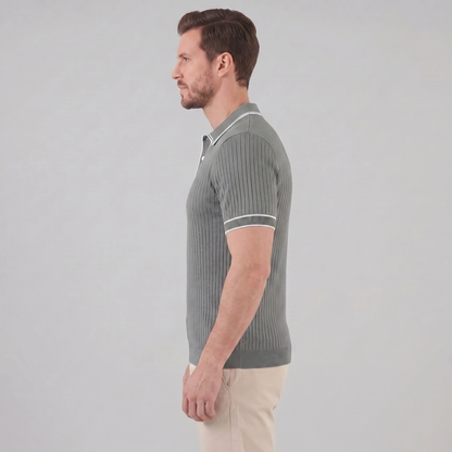 Men's Contrast Trim Ribbed Knit Polo