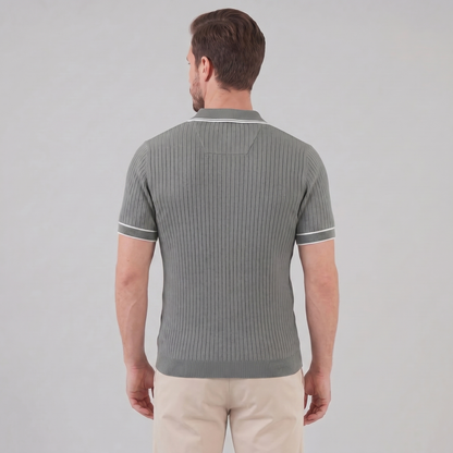 Men's Contrast Trim Ribbed Knit Polo