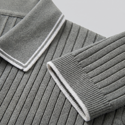 Men's Contrast Trim Ribbed Knit Polo