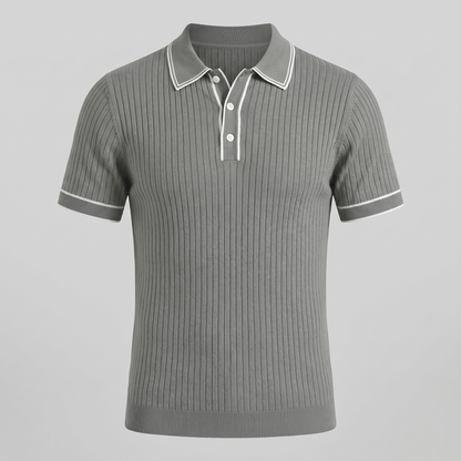 Men's Contrast Trim Ribbed Knit Polo