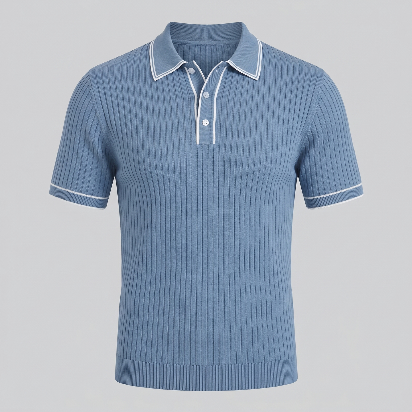 Men's Contrast Trim Ribbed Knit Polo
