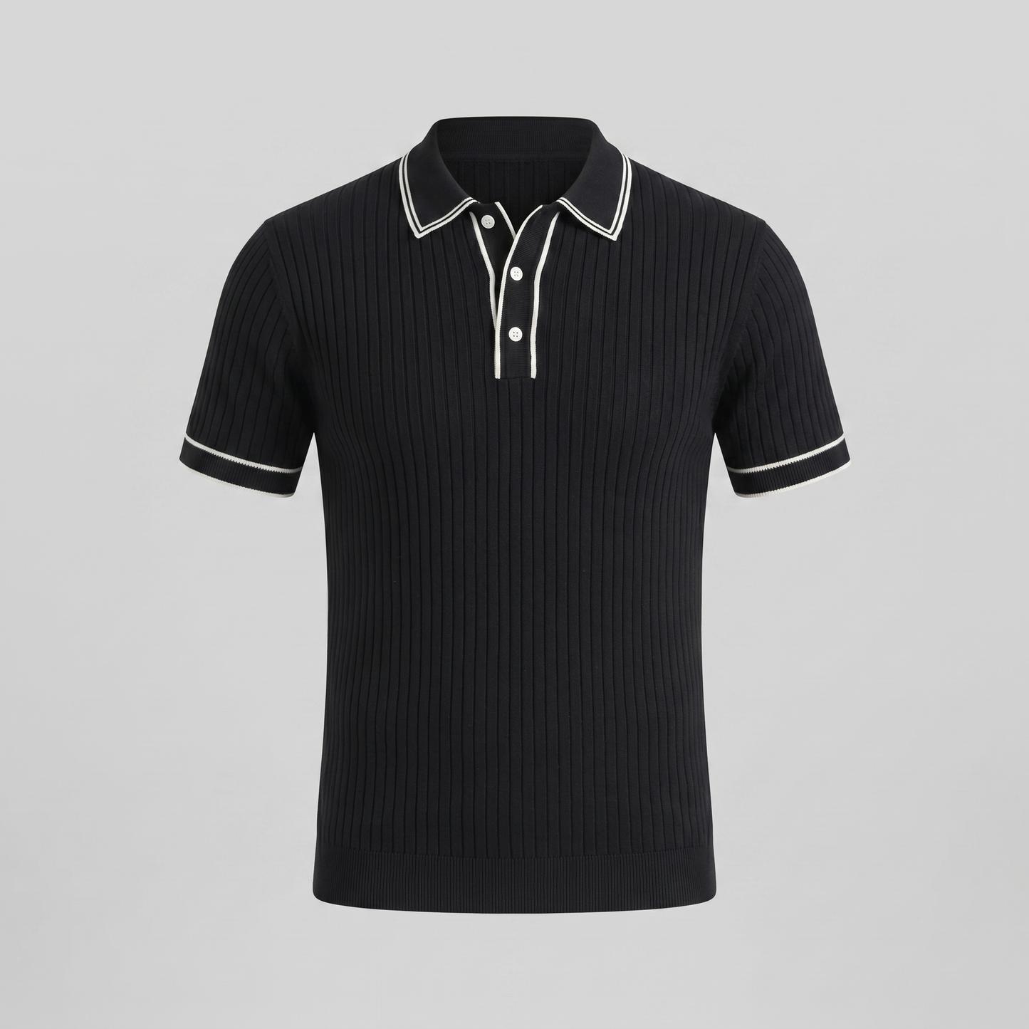 Men's Contrast Trim Ribbed Knit Polo