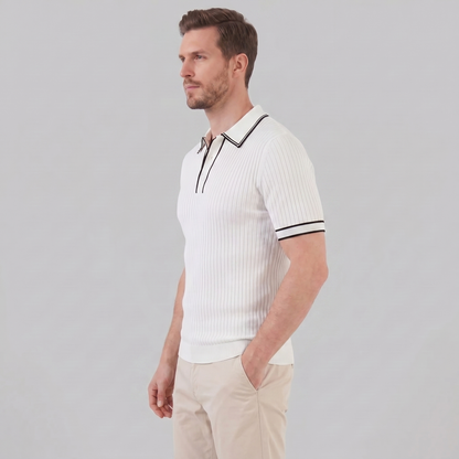 Men's Contrast Trim Ribbed Knit Polo