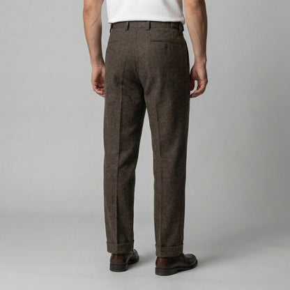 Men's Elegant Pleated Trousers with Side Adjuster