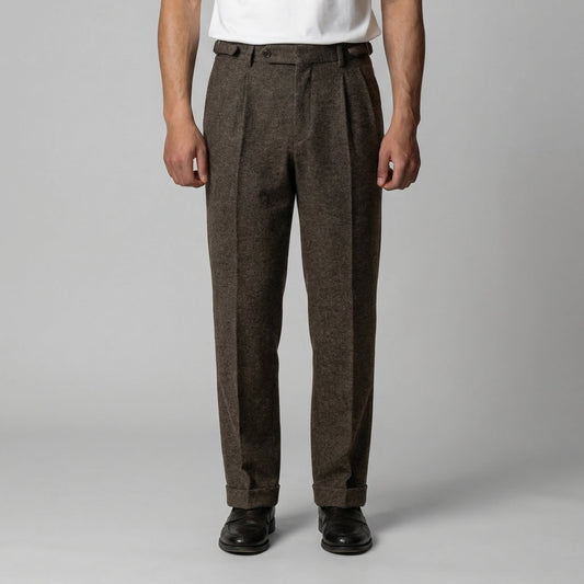 Men's Elegant Pleated Trousers with Side Adjuster