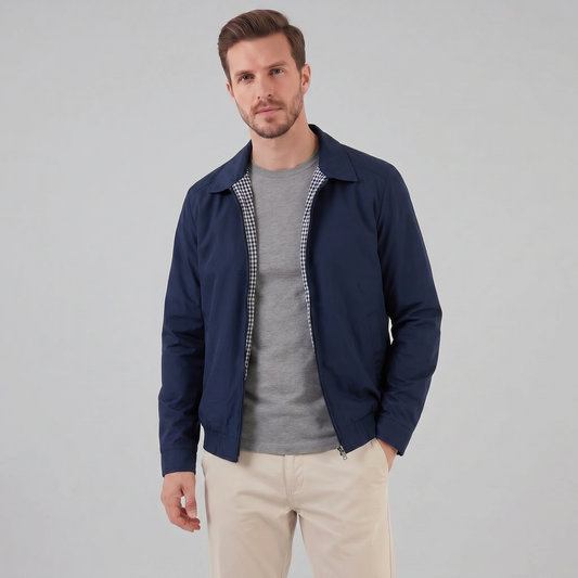 Men's Harrington Jacket with Check Lining