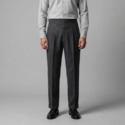 Men's High-Waisted Straight-Leg Trousers
