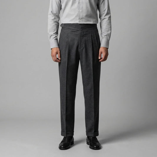 Men's High-Waisted Straight-Leg Trousers