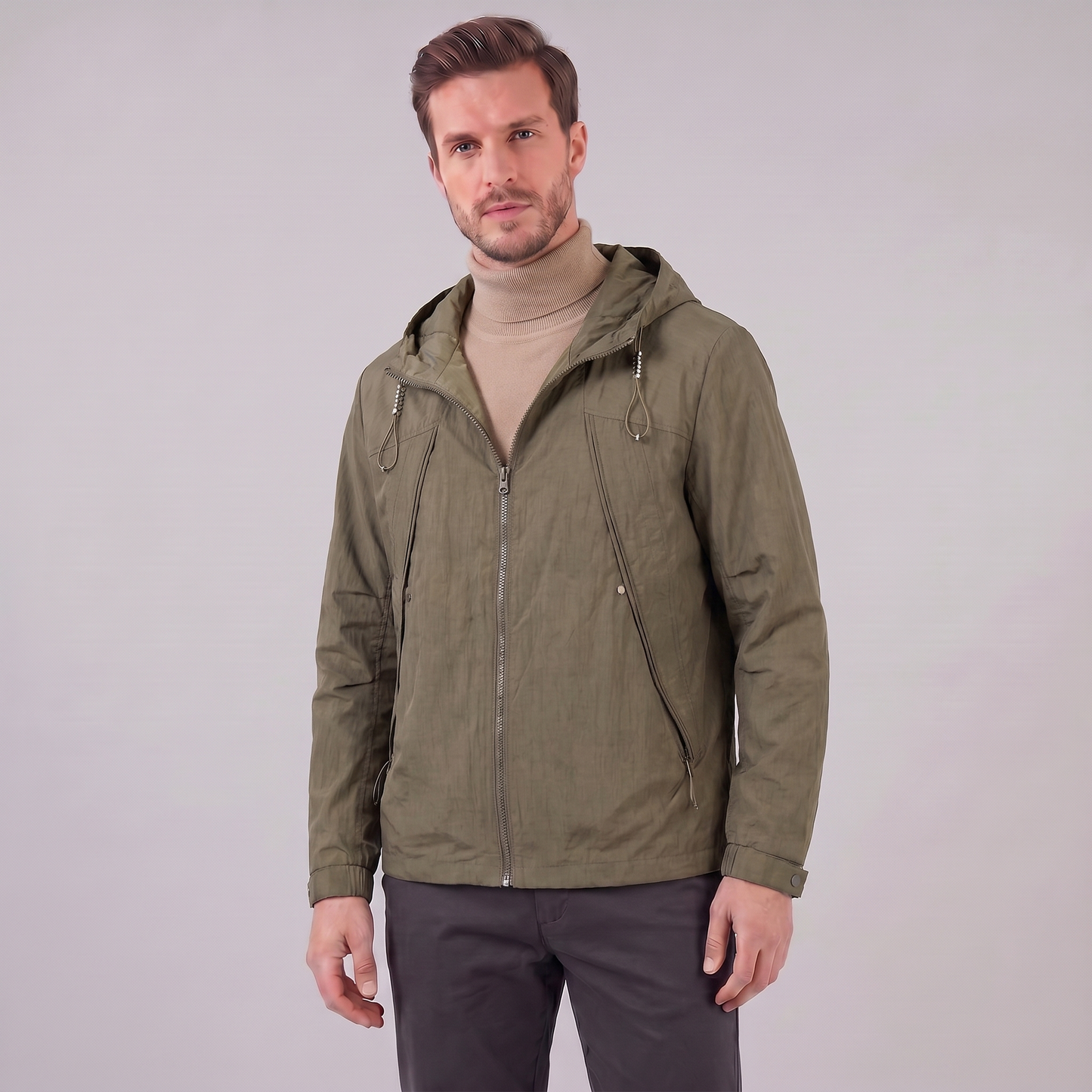 Men's Hooded Lightweight Windbreaker Jacket