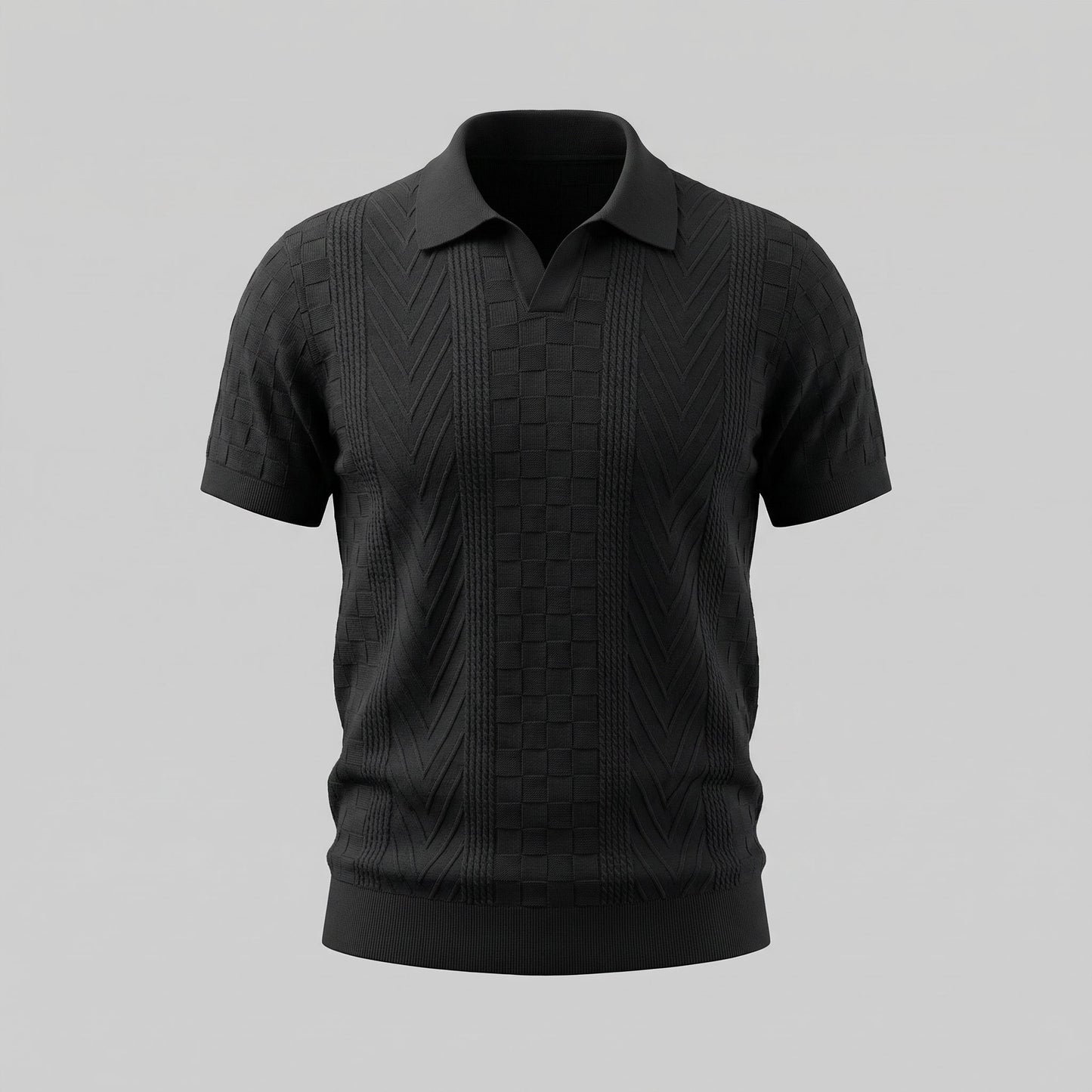 Men's Jacquard Polo Shirt - Slim Tailored Fit
