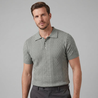 Men's Jacquard Polo Shirt - Slim Tailored Fit