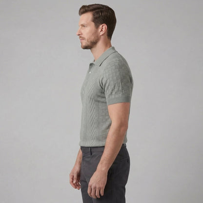 Men's Jacquard Polo Shirt - Slim Tailored Fit