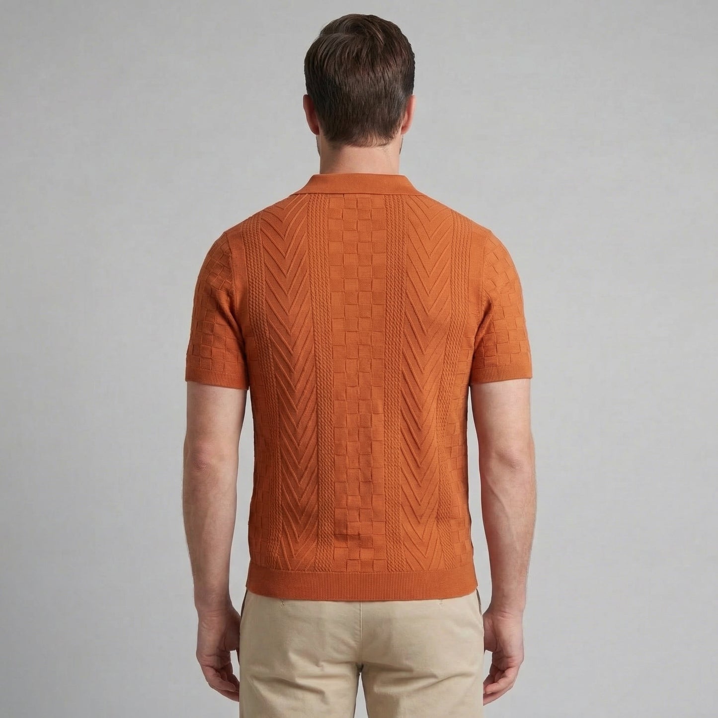 Men's Jacquard Polo Shirt - Slim Tailored Fit