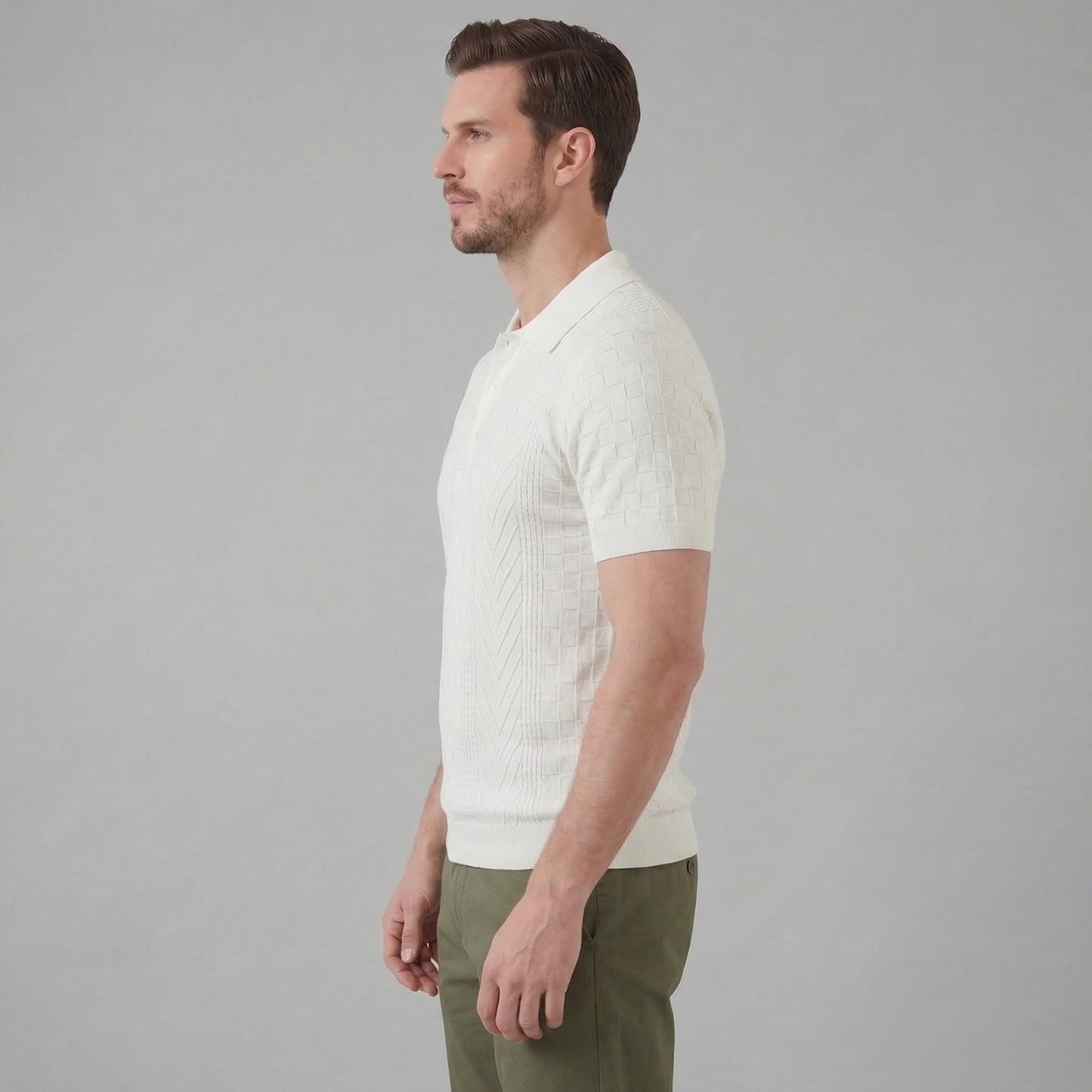 Men's Jacquard Polo Shirt - Slim Tailored Fit