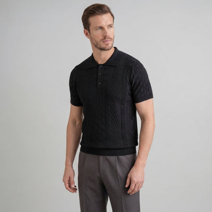 Men's Jacquard Polo Shirt - Slim Tailored Fit
