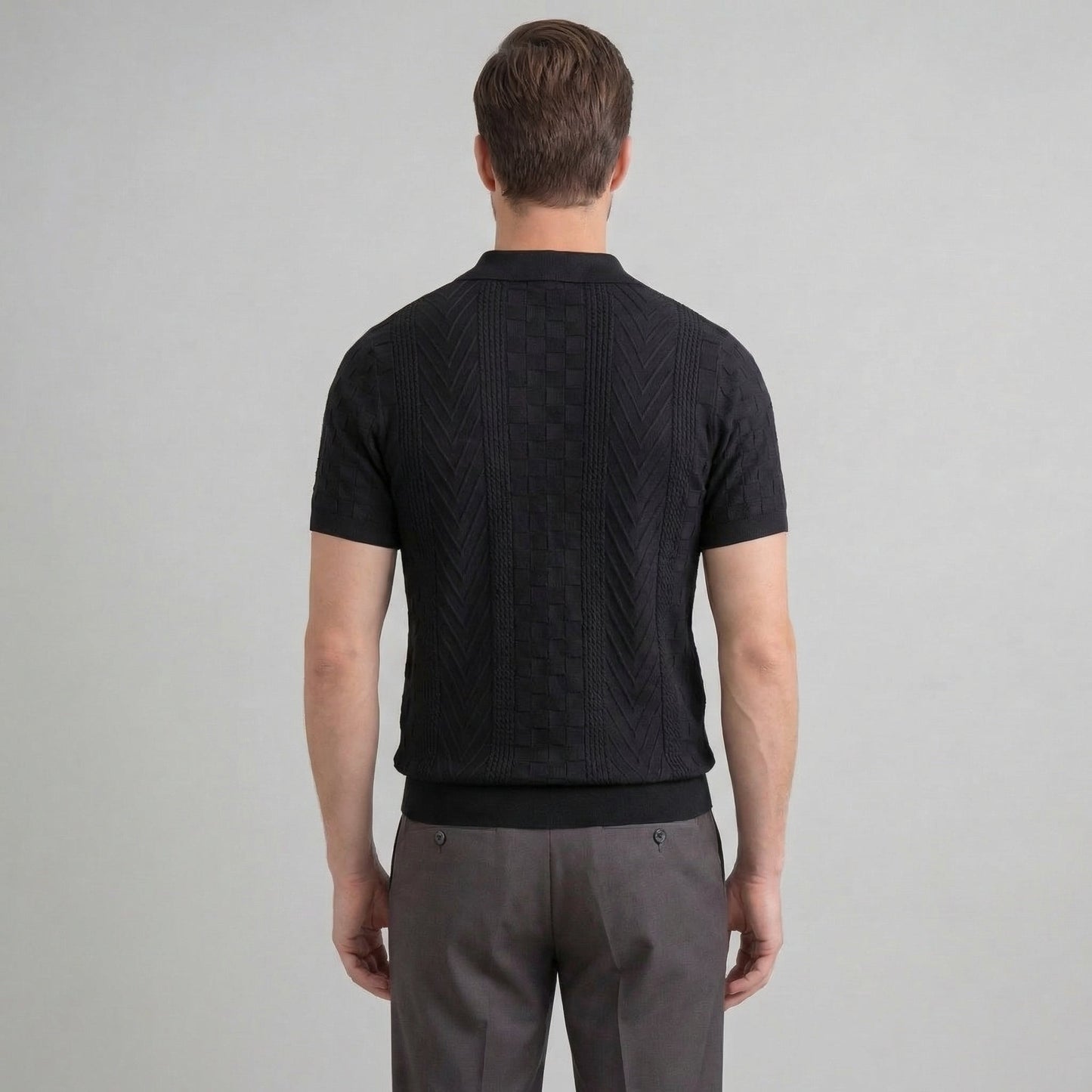 Men's Jacquard Polo Shirt - Slim Tailored Fit