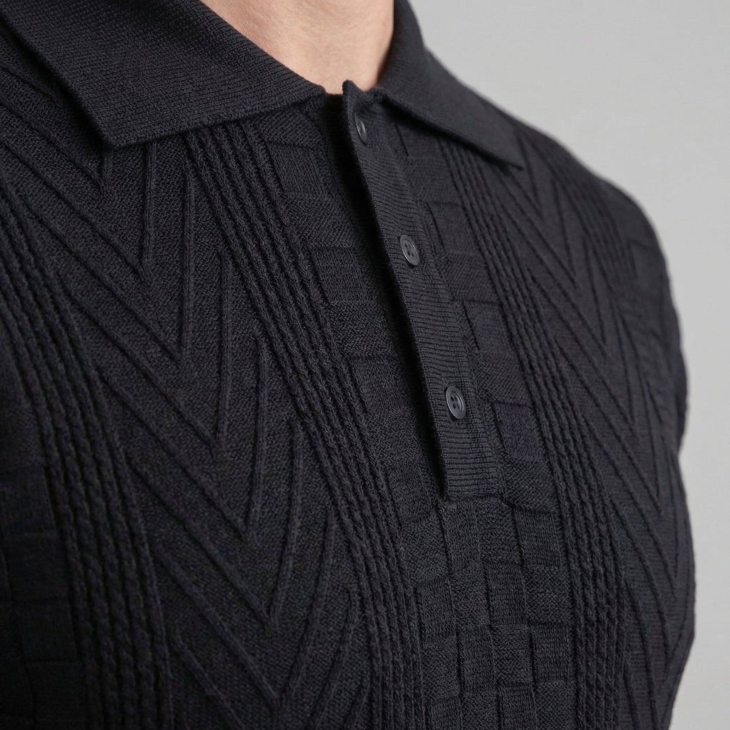 Men's Jacquard Polo Shirt - Slim Tailored Fit
