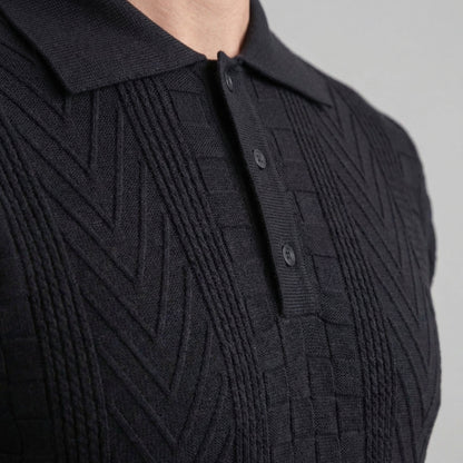 Men's Jacquard Polo Shirt - Slim Tailored Fit