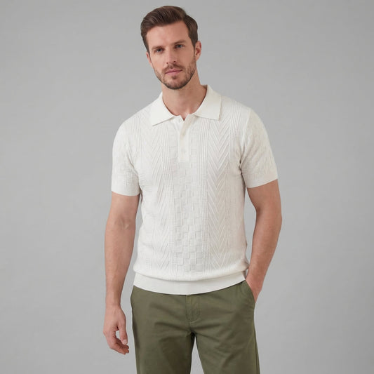 Men's Jacquard Polo Shirt - Slim Tailored Fit