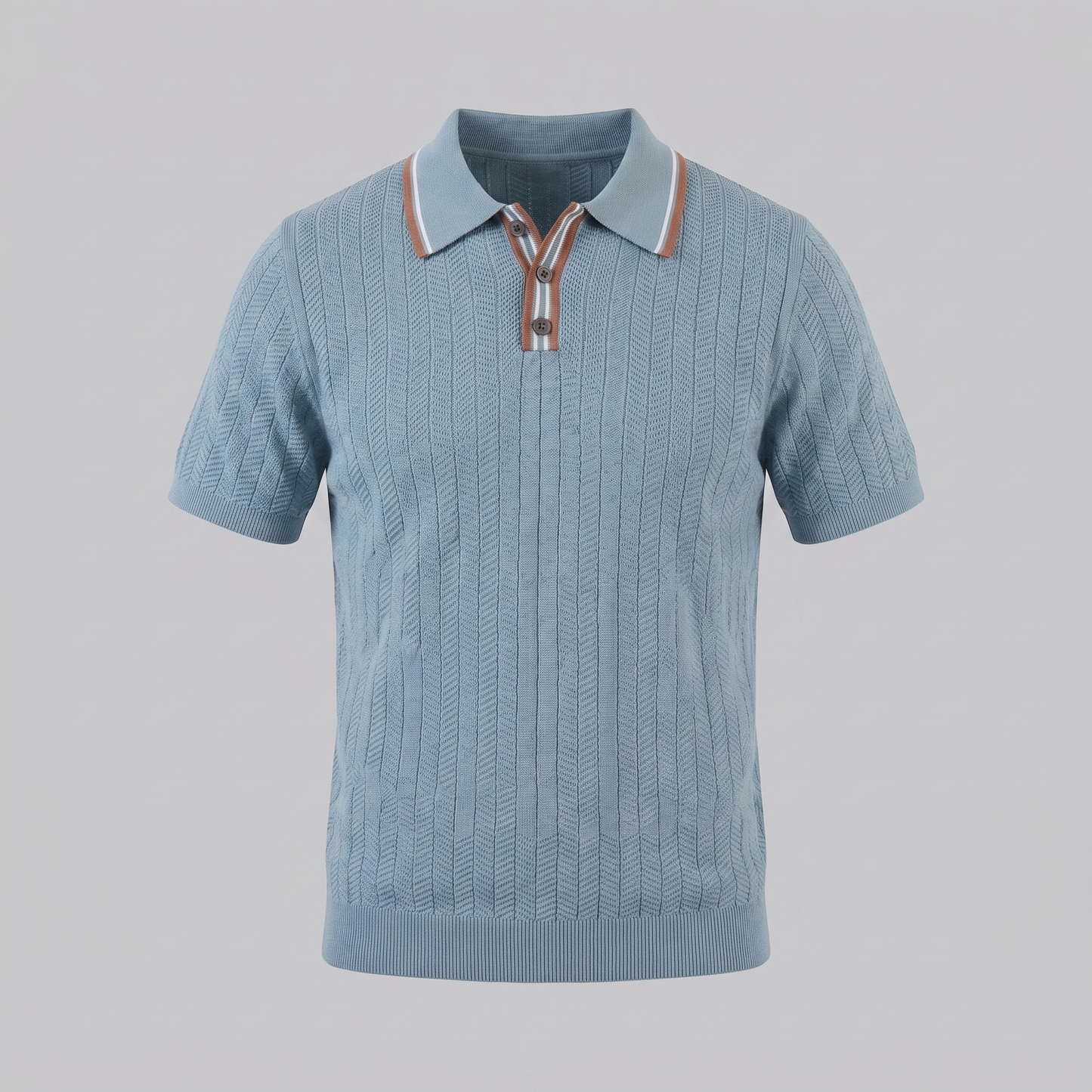 Men's Knit Polo Shirt with Contrast Collar