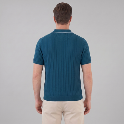 Men's Knit Polo Shirt with Contrast Collar