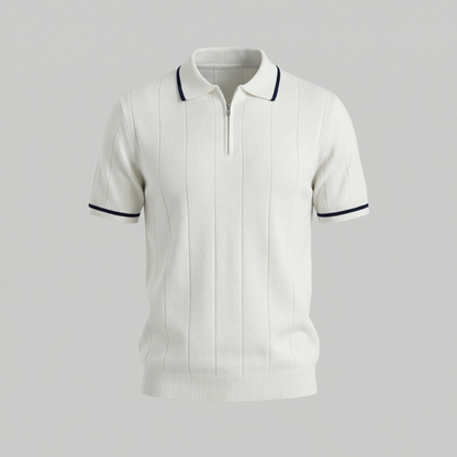 Men's Knit Polo Shirt with Retro Accents