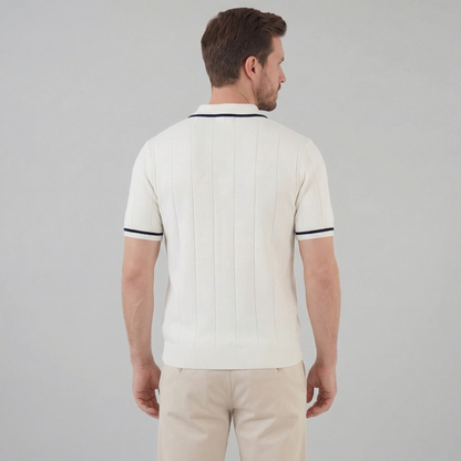 Men's Knit Polo Shirt with Retro Accents