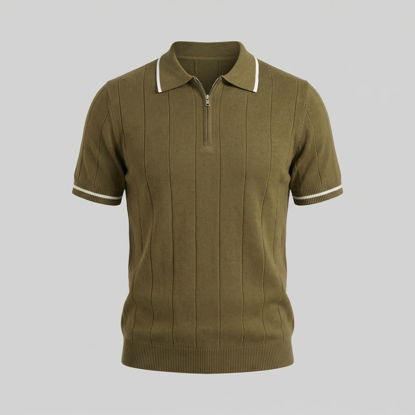 Men's Knit Polo Shirt with Retro Accents
