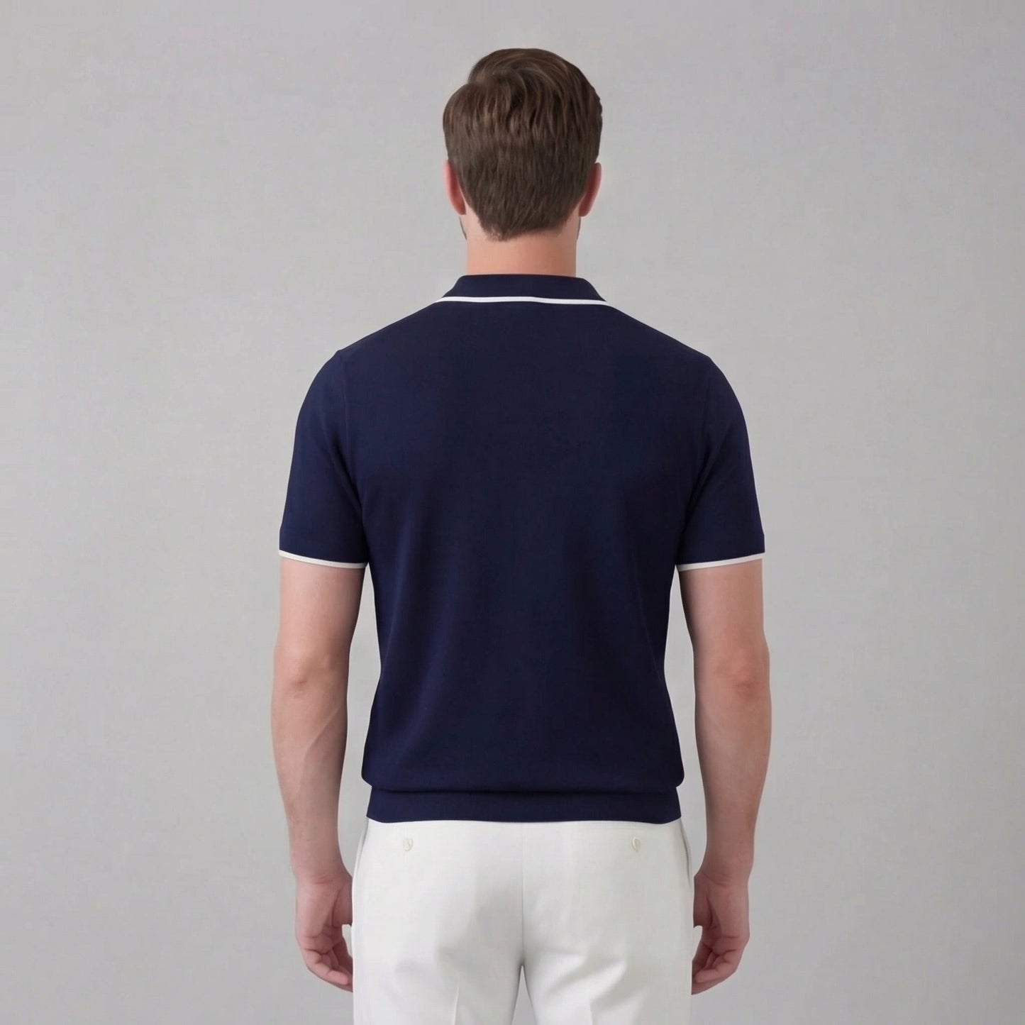 Men’s Knit Polo Shirt with White Trim