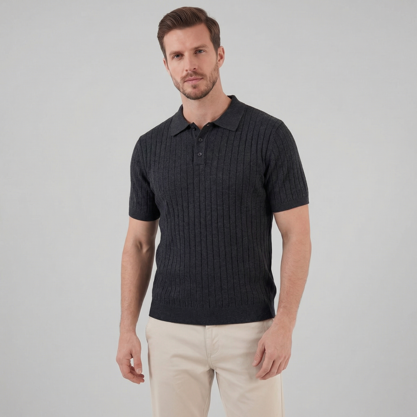 Men's Knit Striped Polo