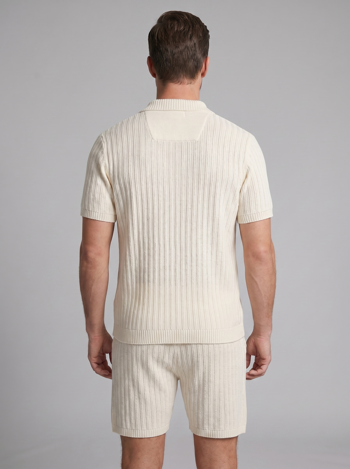 Men's Knitted Short Sleeve Shirt and Shorts Set