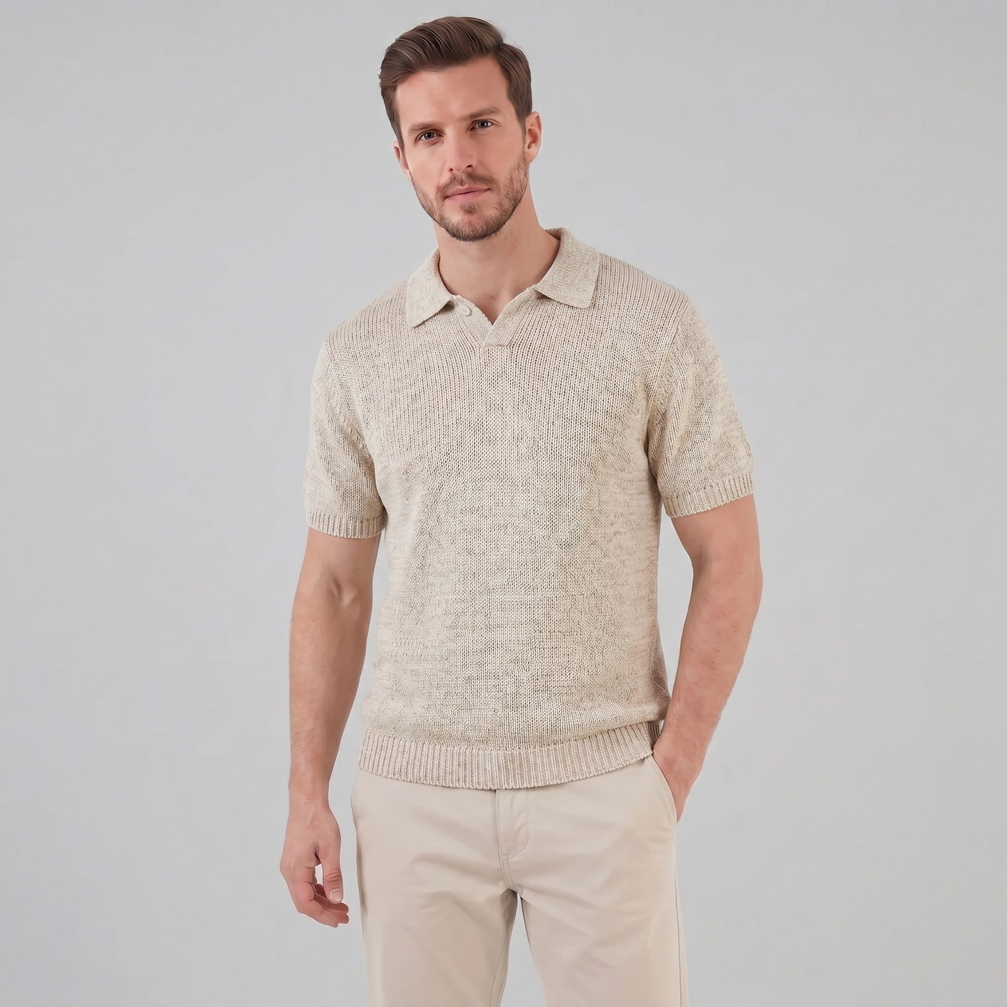 Men's Knitted Summer Polo Shirt