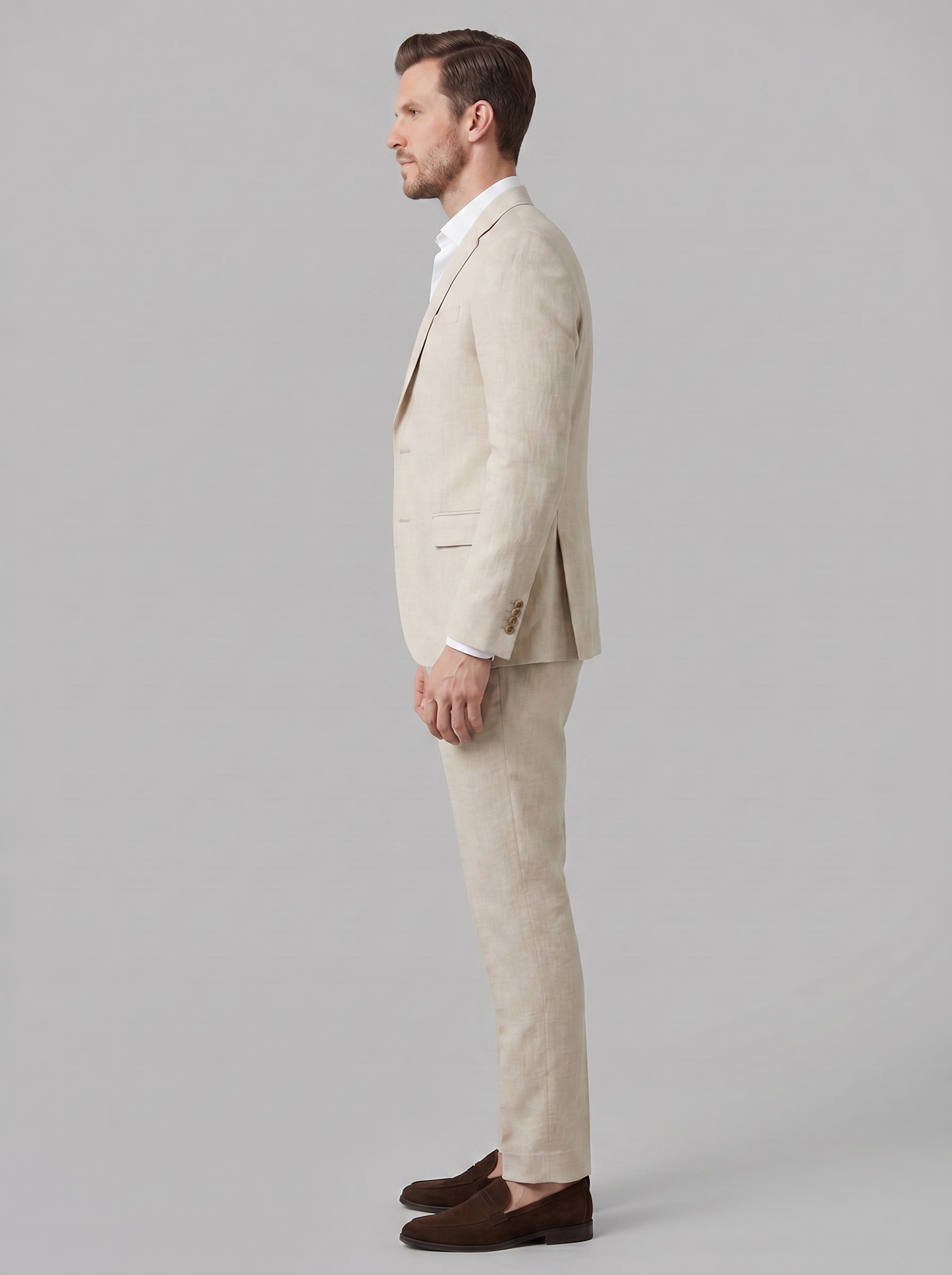 Men's Linen Blend Wedding Suit Set