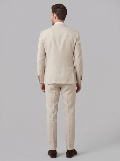 Men's Linen Blend Wedding Suit Set