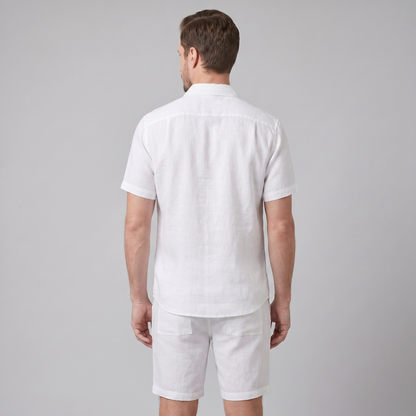 Men's Linen Camp Collar Shirt and Shorts Set