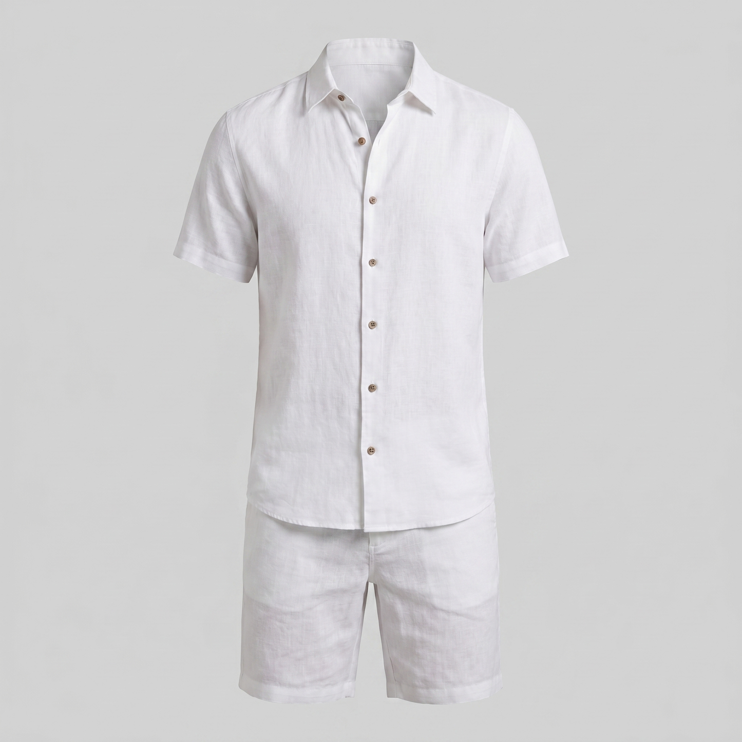 Men's Linen Camp Collar Shirt and Shorts Set