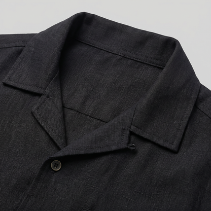 Men's Linen Camp Collar Shirt and Shorts Set