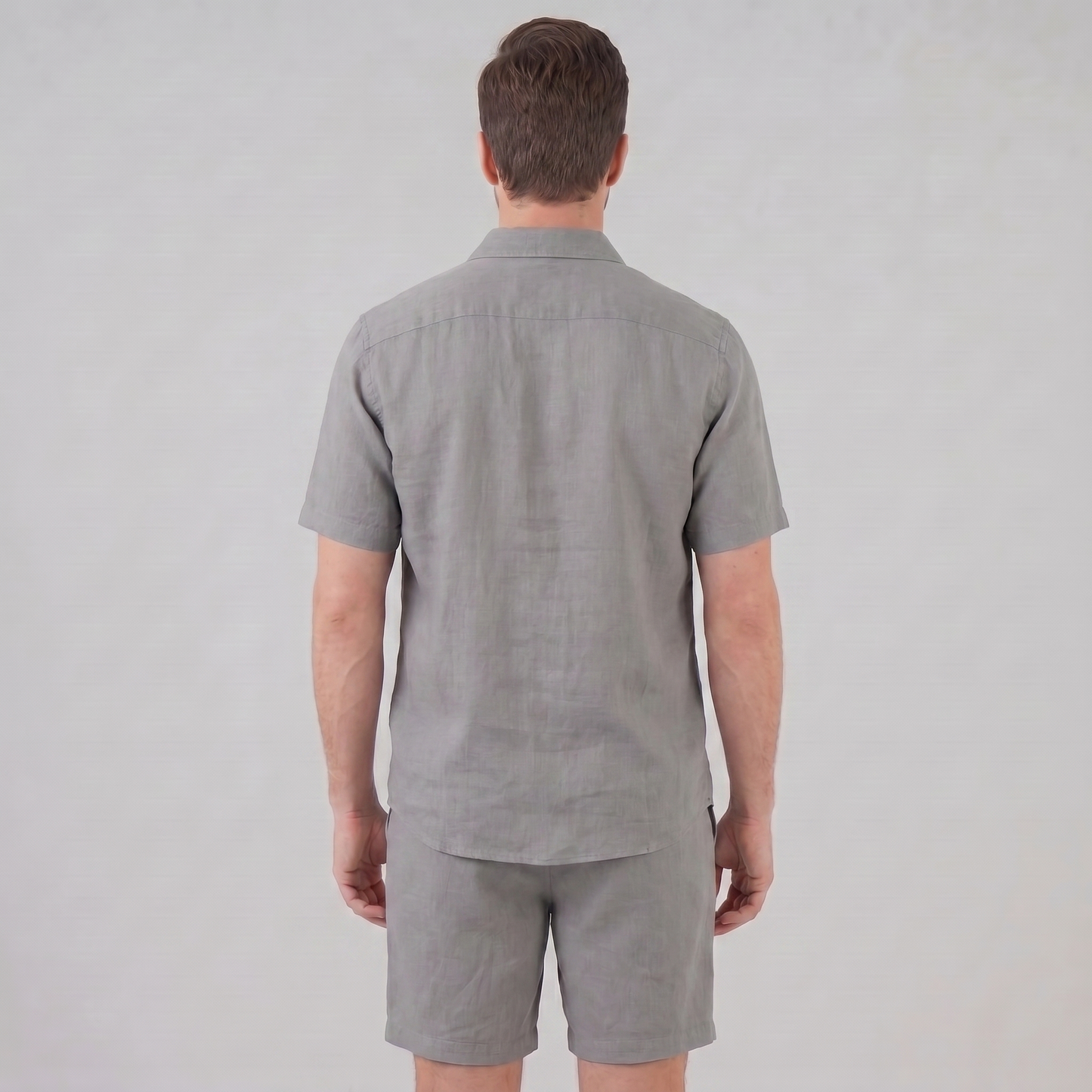 Men's Linen Camp Collar Shirt and Shorts Set