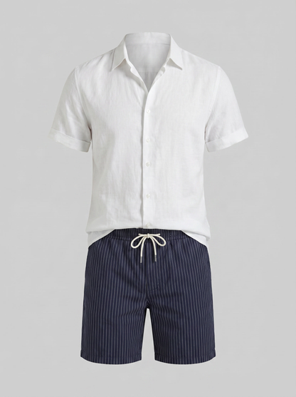 Men's Linen Shirt and Shorts Set