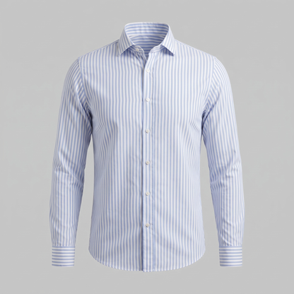 Men's Linen Vertical Stripe Dress Shirt